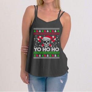 Funny Gift Ugly Christmas Santa Pirate Yo Ho Ho Women's Strappy Tank