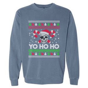 Funny Gift Ugly Christmas Santa Pirate Yo Ho Ho Garment-Dyed Sweatshirt