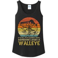 Fun Games Until Someone Loses Walleye Retro Ice Fishing Dad Ladies Essential Tank