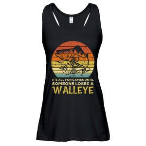 Fun Games Until Someone Loses Walleye Retro Ice Fishing Dad Ladies Essential Flowy Tank