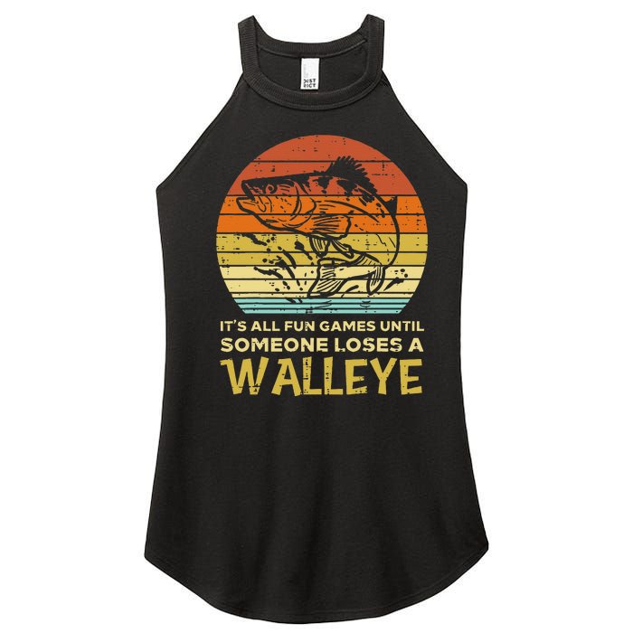 Fun Games Until Someone Loses Walleye Retro Ice Fishing Dad Women's Perfect Tri Rocker Tank