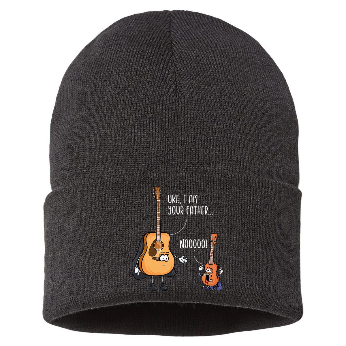 Funny Guitar Ukelele Uke I Am Your Father Musician Music Sustainable Knit Beanie