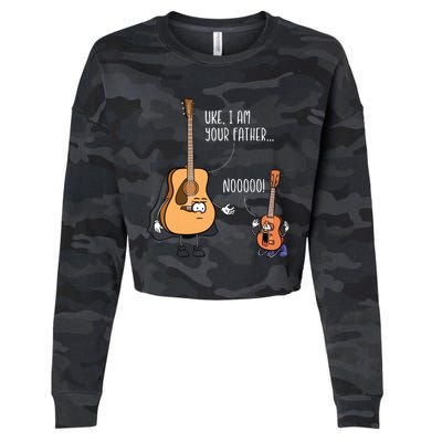 Funny Guitar Ukelele Uke I Am Your Father Musician Music Cropped Pullover Crew