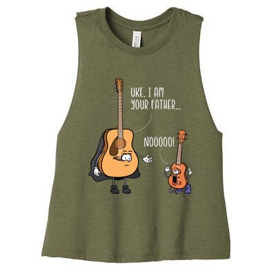 Funny Guitar Ukelele Uke I Am Your Father Musician Music Women's Racerback Cropped Tank