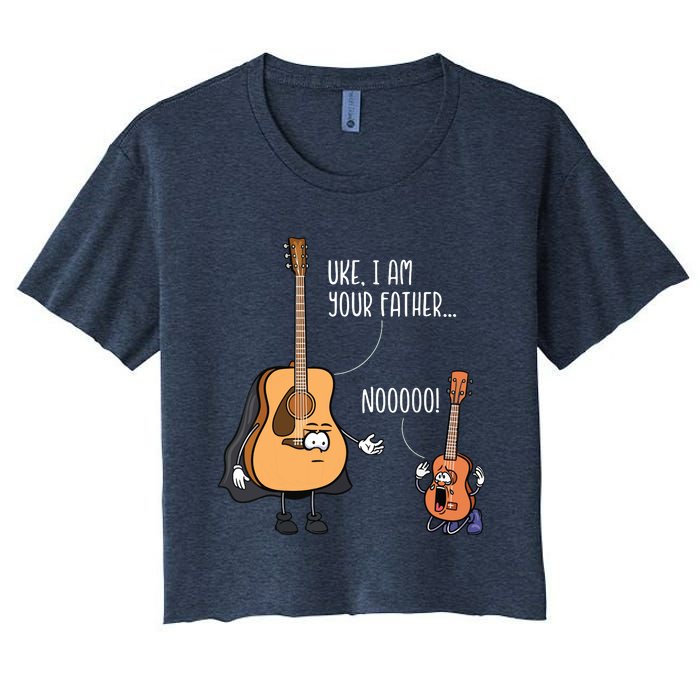 Funny Guitar Ukelele Uke I Am Your Father Musician Music Women's Crop Top Tee