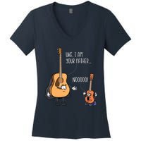 Funny Guitar Ukelele Uke I Am Your Father Musician Music Women's V-Neck T-Shirt