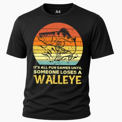 Fun Games Until Someone Loses Walleye Retro Ice Fishing Dad Performance Shirt