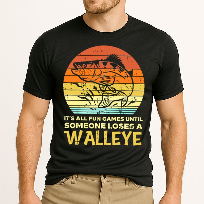 Fun Games Until Someone Loses Walleye Retro Ice Fishing Dad Cooling Performance Crew T-Shirt