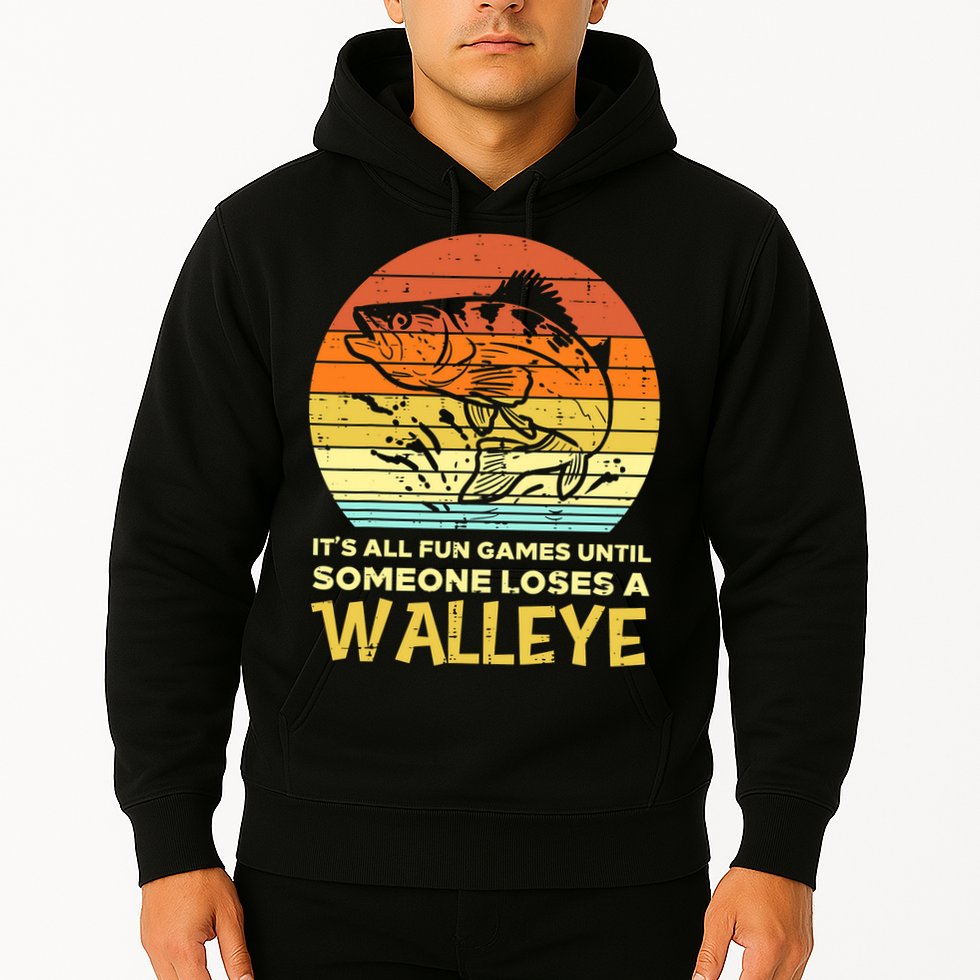 Fun Games Until Someone Loses Walleye Retro Ice Fishing Dad Hoodie