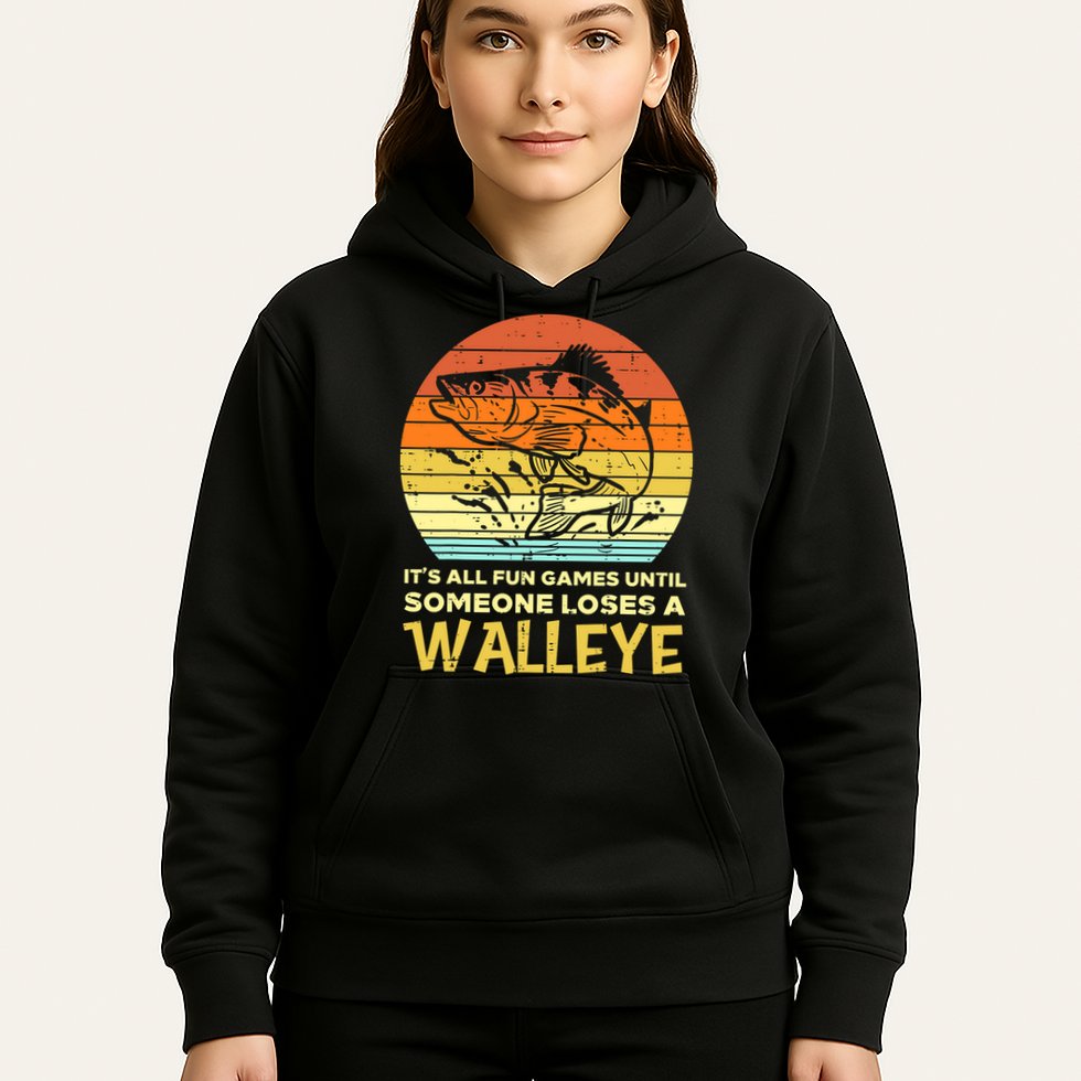 Fun Games Until Someone Loses Walleye Retro Ice Fishing Dad Hoodie