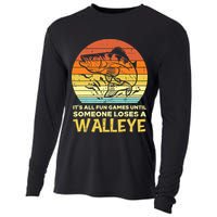 Fun Games Until Someone Loses Walleye Retro Ice Fishing Dad Cooling Performance Long Sleeve Crew