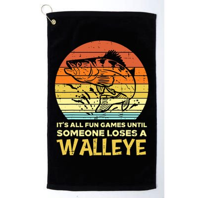 Fun Games Until Someone Loses Walleye Retro Ice Fishing Dad Golf Towel