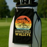 Fun Games Until Someone Loses Walleye Retro Ice Fishing Dad Golf Towel