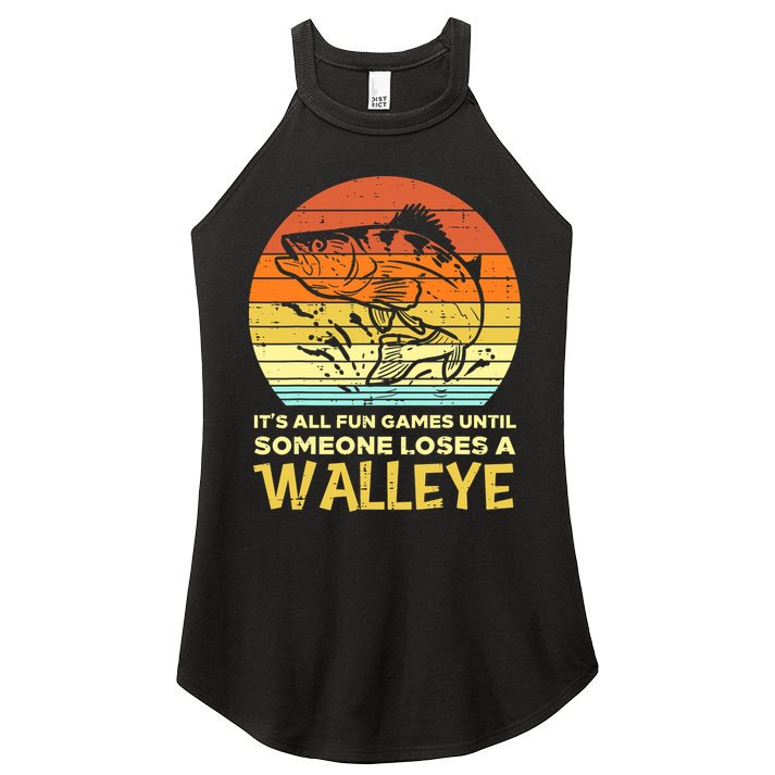 Fun Games Until Someone Loses Walleye Retro Ice Fishing Dad Women's Perfect Tri Rocker Tank