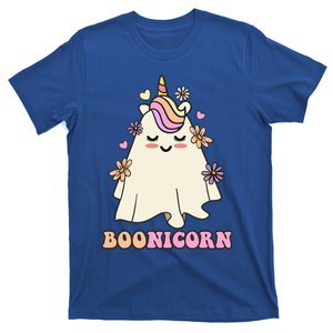 Floral Ghost Unicorn Boonicorn Rainbow Hair Groovy Halloween Gift T-Shirt