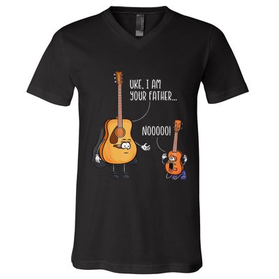 Funny Guitar  Ukelele  Uke I Am Your Father V-Neck T-Shirt