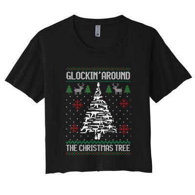 Funny Guns Ugly Christmas Sweaters for Gun Lovers Crop Top