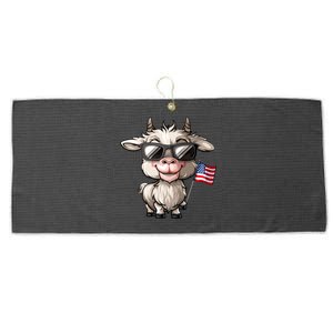 Funny Goat Usa Flag Goat Lovers 4th Of July Gift Large Microfiber Waffle Golf Towel