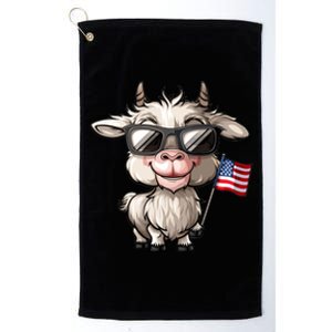 Funny Goat Usa Flag Goat Lovers 4th Of July Gift Platinum Collection Golf Towel