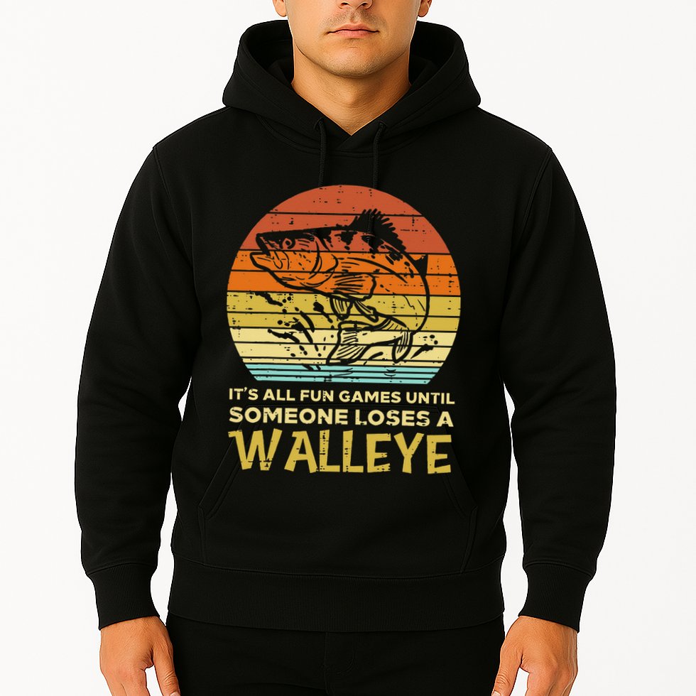 Fun Games Until Someone Loses Walleye Retro Ice Fishing Dad Hoodie