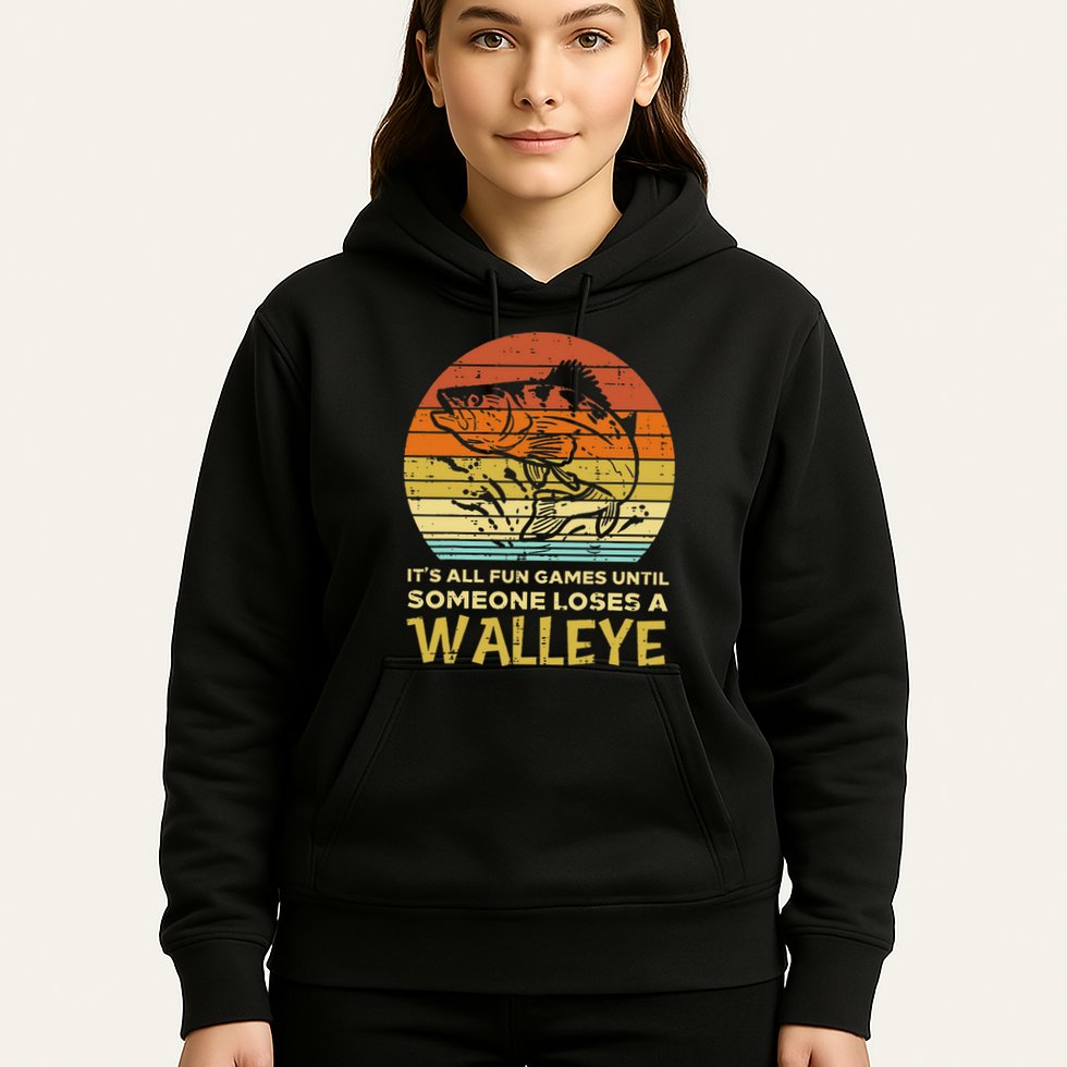 Fun Games Until Someone Loses Walleye Retro Ice Fishing Dad Hoodie