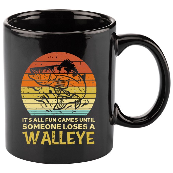 Fun Games Until Someone Loses Walleye Retro Ice Fishing Dad 11oz C Handle Ceramic Mug