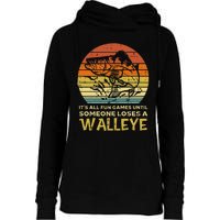 Fun Games Until Someone Loses Walleye Retro Ice Fishing Dad Womens Funnel Neck Pullover Hood