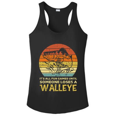 Fun Games Until Someone Loses Walleye Retro Ice Fishing Dad Ladies PosiCharge Competitor Racerback Tank