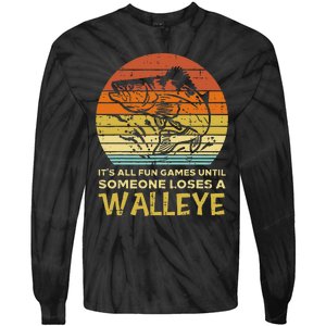 Fun Games Until Someone Loses Walleye Retro Ice Fishing Dad Tie-Dye Long Sleeve Shirt