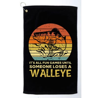 Fun Games Until Someone Loses Walleye Retro Ice Fishing Dad Golf Towel