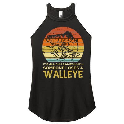 Fun Games Until Someone Loses Walleye Retro Ice Fishing Dad Women's Perfect Tri Rocker Tank