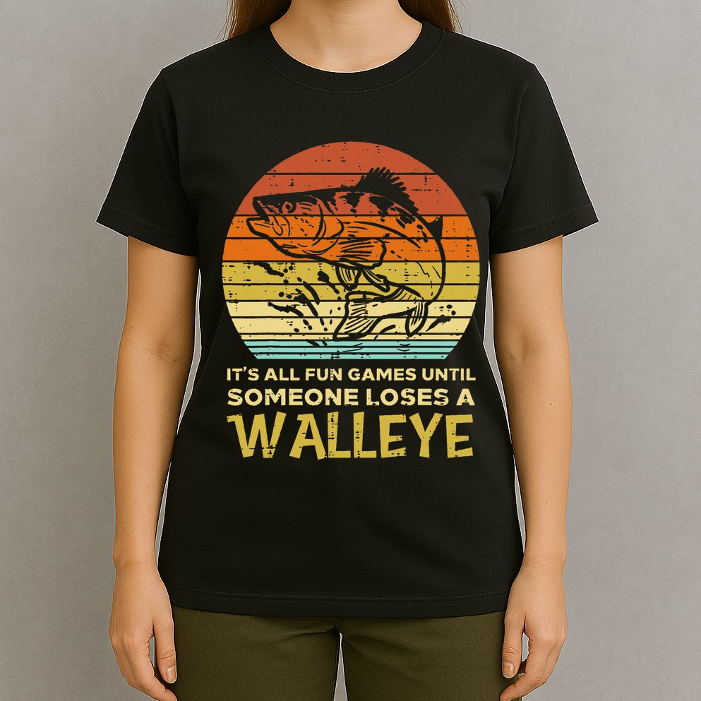 Fun Games Until Someone Loses Walleye Retro Ice Fishing Dad T-Shirt