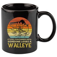 Fun Games Until Someone Loses Walleye Retro Ice Fishing Dad 11oz C Handle Ceramic Mug
