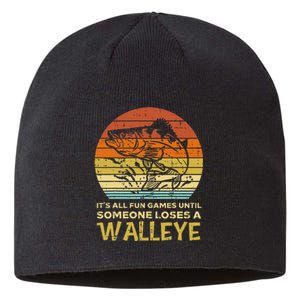 Fun Games Until Someone Loses Walleye Retro Ice Fishing Dad Sustainable Beanie