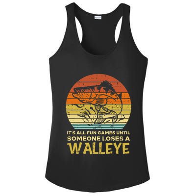 Fun Games Until Someone Loses Walleye Retro Ice Fishing Dad Ladies PosiCharge Competitor Racerback Tank
