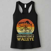 Fun Games Until Someone Loses Walleye Retro Ice Fishing Dad Womens Tank Top