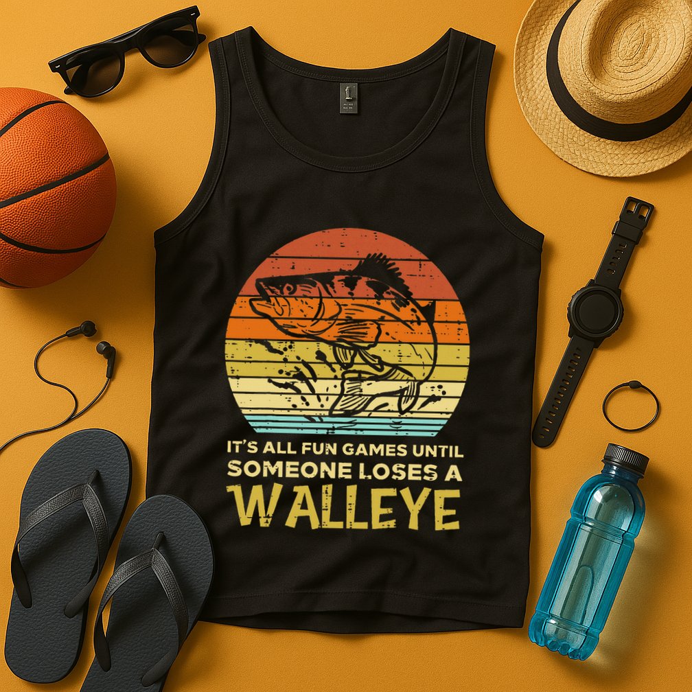 Fun Games Until Someone Loses Walleye Retro Ice Fishing Dad Tank Top