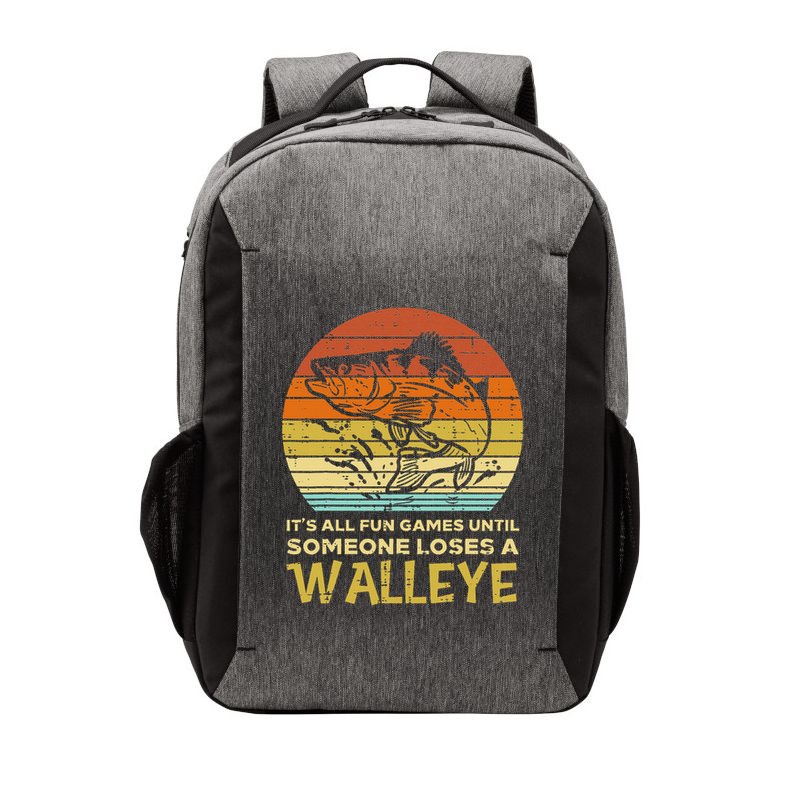Fun Games Until Someone Loses Walleye Retro Ice Fishing Dad Vector Backpack