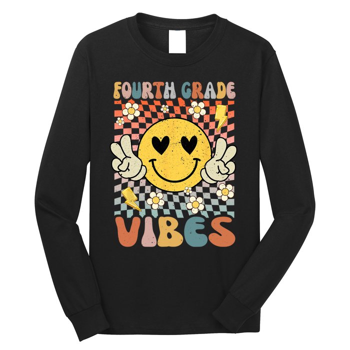 Fourth Grade Vibes 4th Grade Retro Teacher 1st Day Of School Long Sleeve Shirt