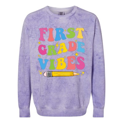 First Grade Vibes Back To School 1st Grade Colorblast Crewneck Sweatshirt