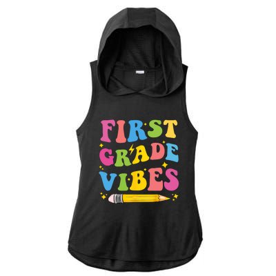 First Grade Vibes Back To School 1st Grade Ladies PosiCharge Tri-Blend Wicking Draft Hoodie Tank