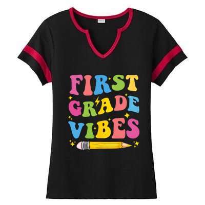 First Grade Vibes Back To School 1st Grade Ladies Halftime Notch Neck Tee