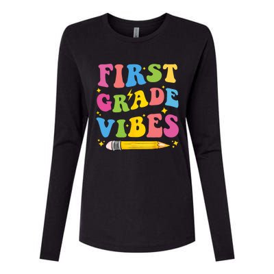 First Grade Vibes Back To School 1st Grade Womens Cotton Relaxed Long Sleeve T-Shirt