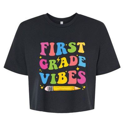 First Grade Vibes Back To School 1st Grade Bella+Canvas Jersey Crop Tee