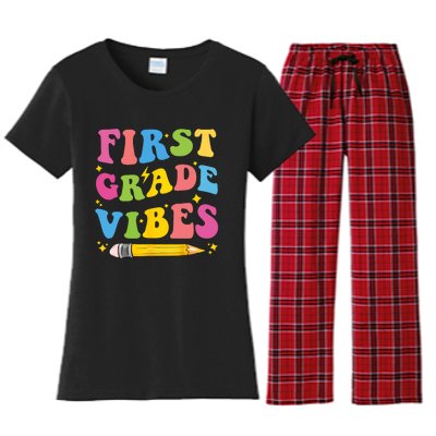 First Grade Vibes Back To School 1st Grade Women's Flannel Pajama Set