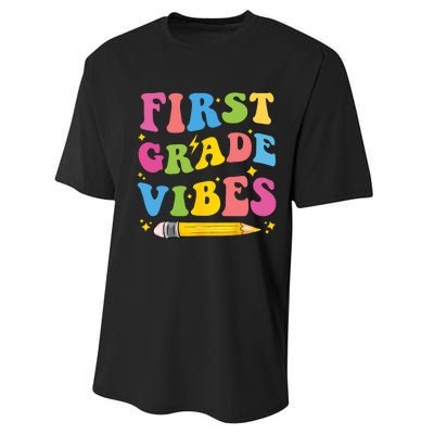 First Grade Vibes Back To School 1st Grade Performance Sprint T-Shirt