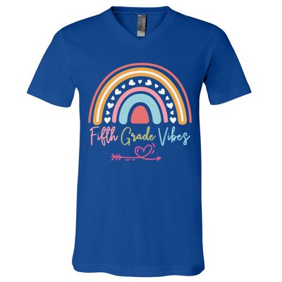 Fifth Grade Vibes Rainbow Teacher 5Th Grade Tee Meaningful Gift V-Neck T-Shirt