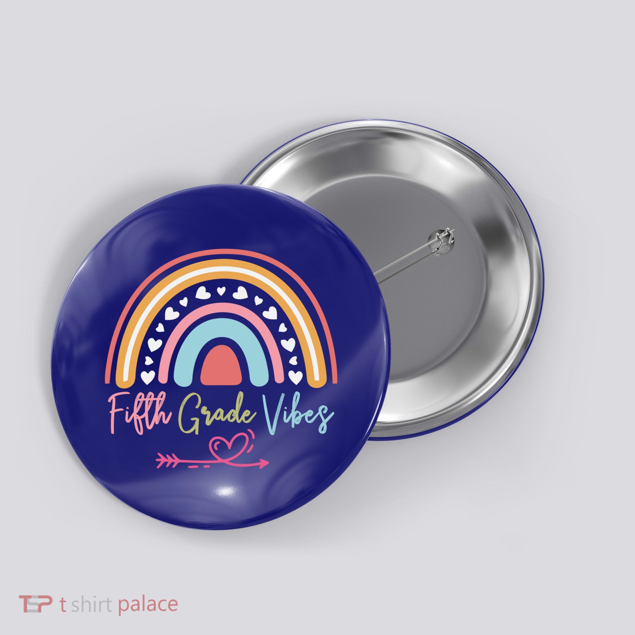 Fifth Grade Vibes Rainbow Teacher 5Th Grade Tee Meaningful Gift Button