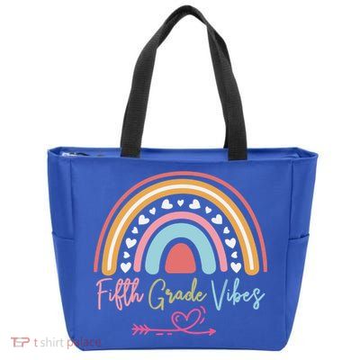 Fifth Grade Vibes Rainbow Teacher 5Th Grade Tee Meaningful Gift Zip Tote Bag