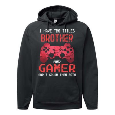 Funny Gamer Vintage Video Games For Boy Brother Son Performance Fleece Hoodie